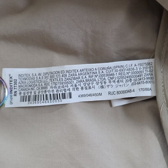 Zara Trench Coat Womens M Beige Belted Long Pockets Buttons Lightweight Preppy - Picture 13 of 16